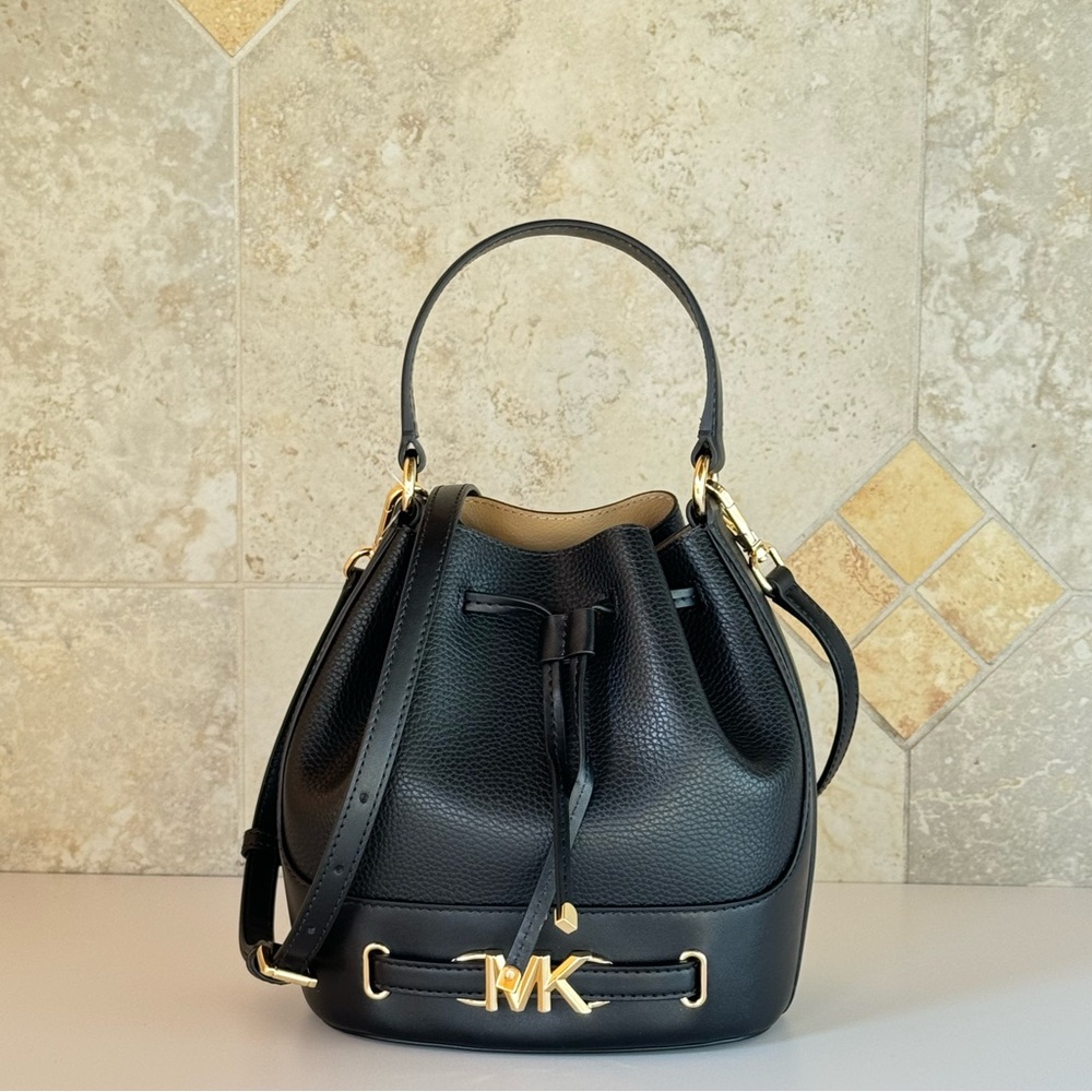 Micharl Kors Reed Medium Bucket Shoulder Crossbody Bag Black - Picture 2 of 14
